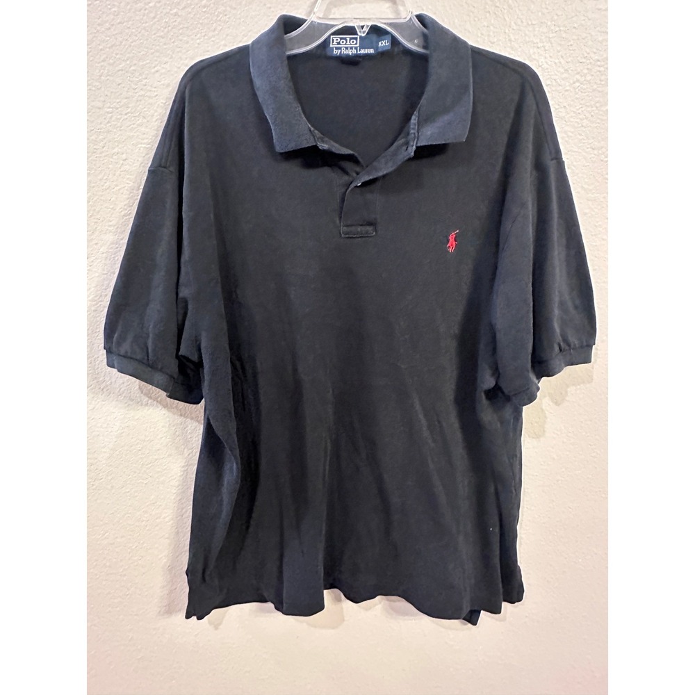 Polo by Ralph Lauren XXL Black Polo Shirt Red Logo Cotton Menswear
